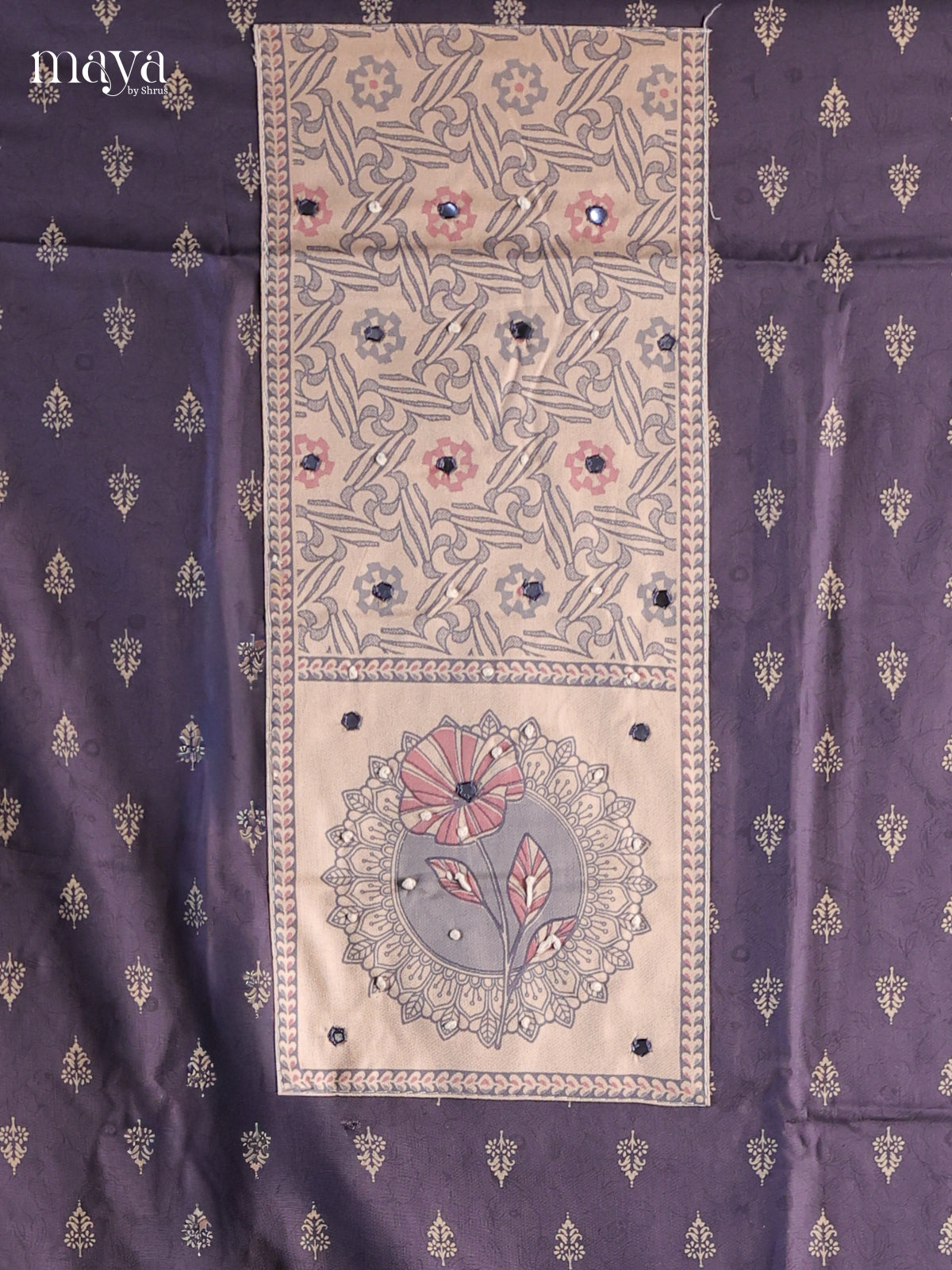 Grey & White - Cotton salwar Unstitched