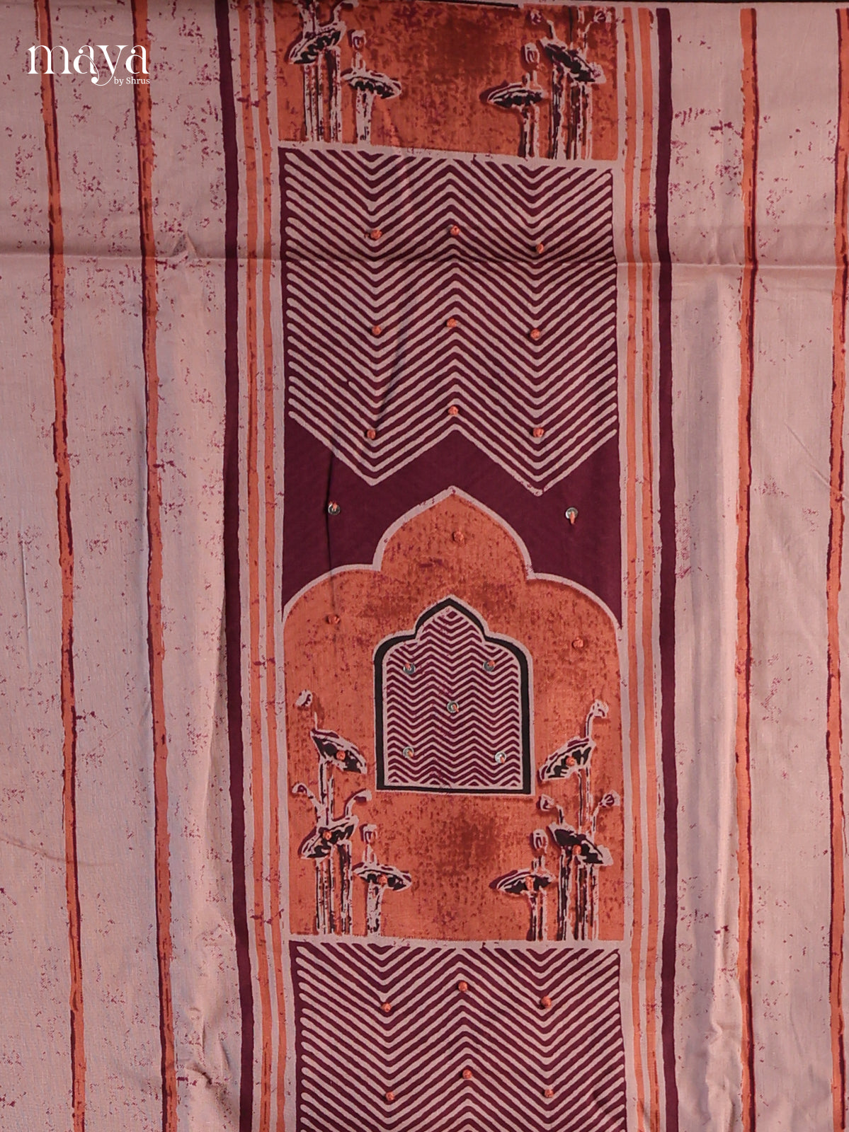 Grey & Maroon- Cotton salwar Unstitched