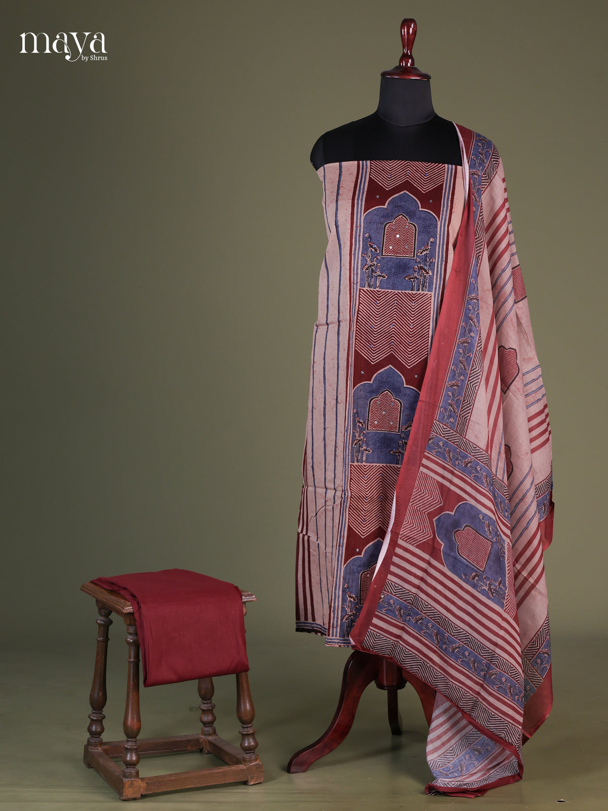 Grey & Brown - Cotton salwar Unstitched