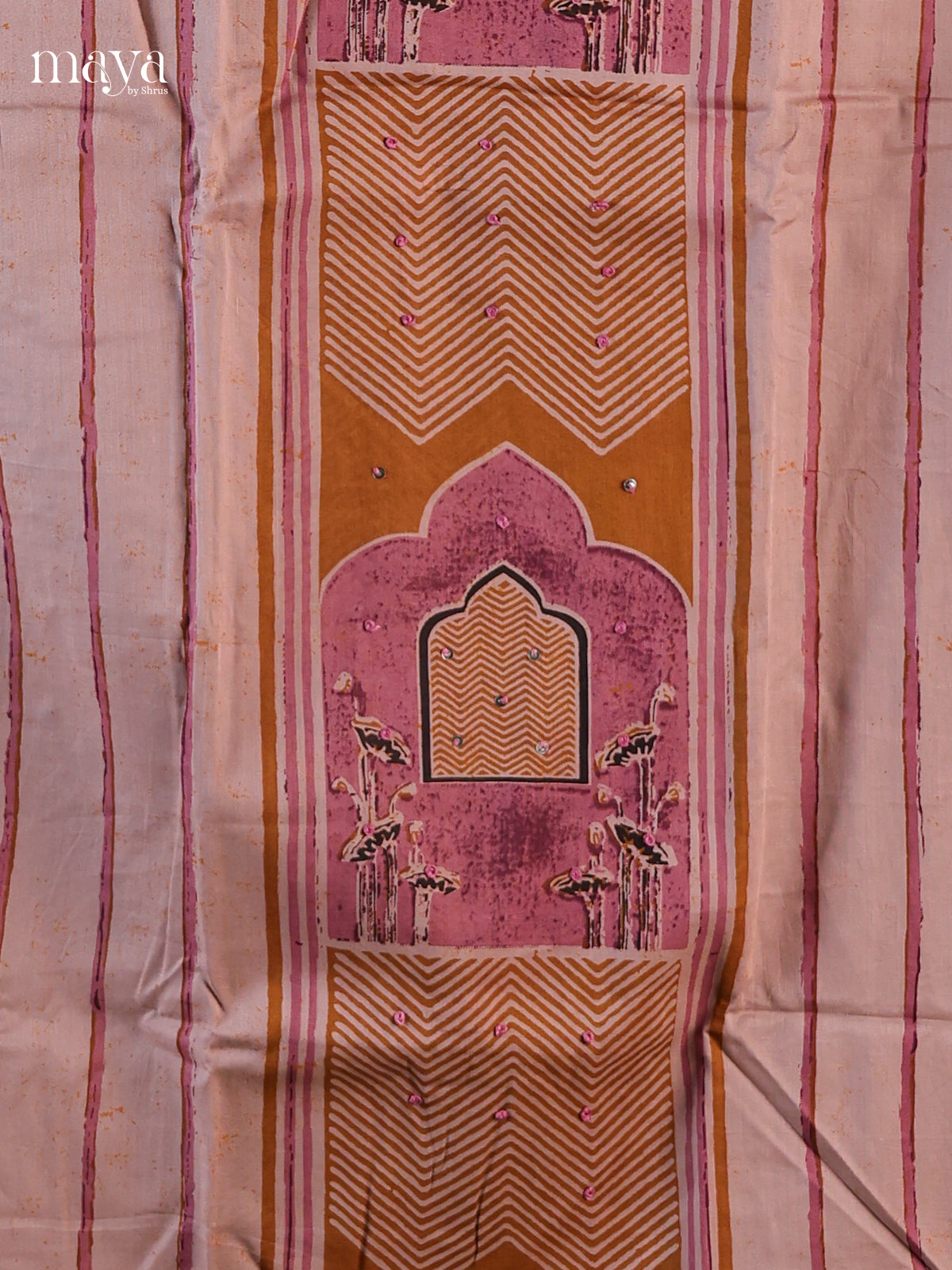Grey & Dark Mustard - Cotton salwar unstitched