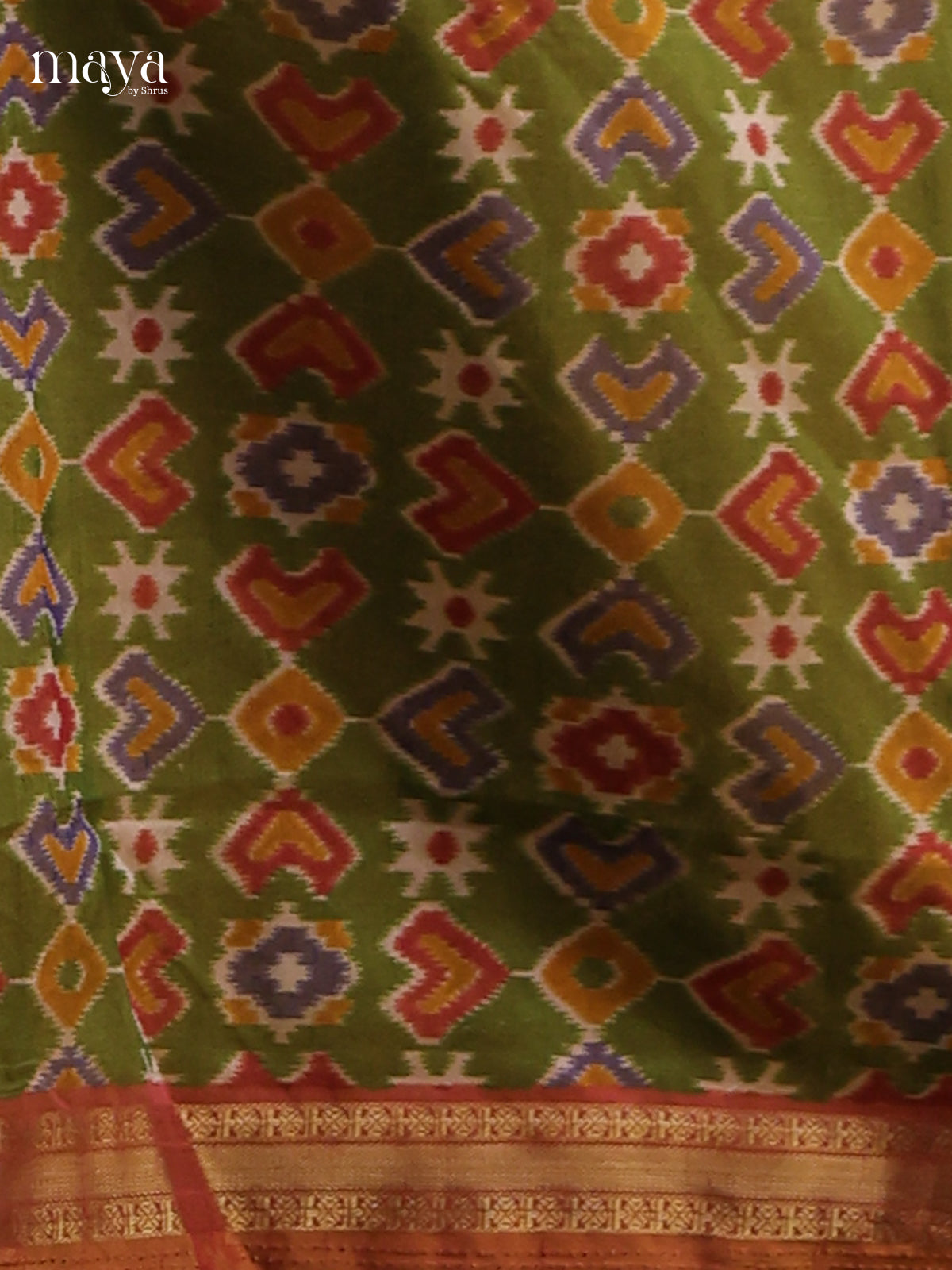 Green & Orange - Semi patola salwar Unstitched