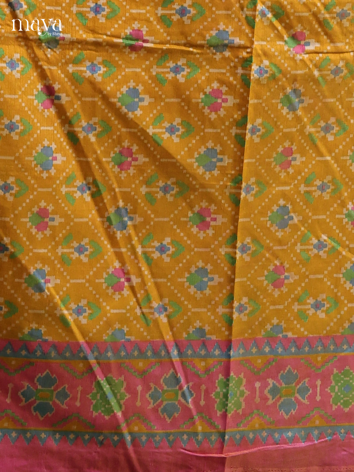 Yellow & Pink - Semi patola salwar Unstitched