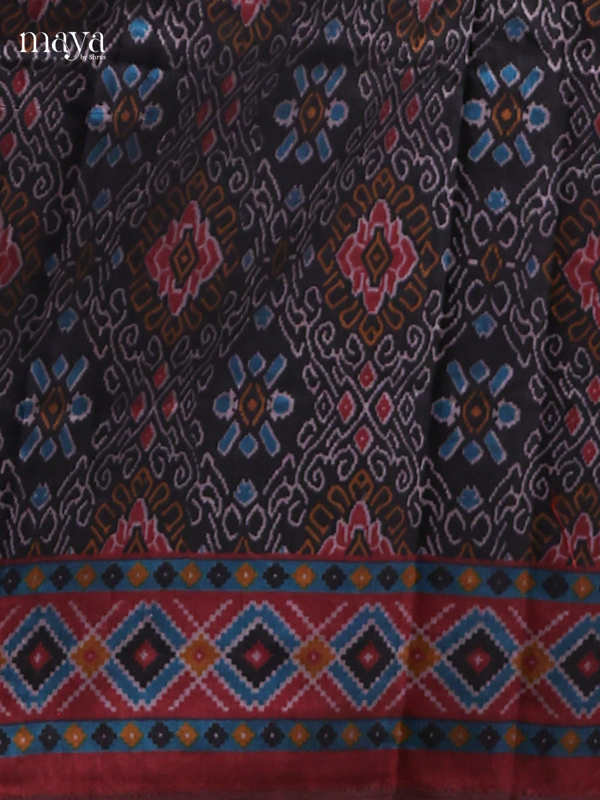 Black & Maroon - semi patola salwar Unstitched