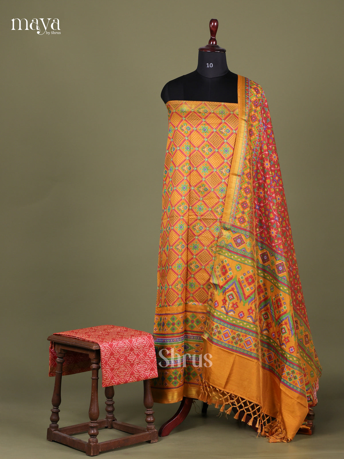 Mustard & Brick -Semi patola salwar Unstitched