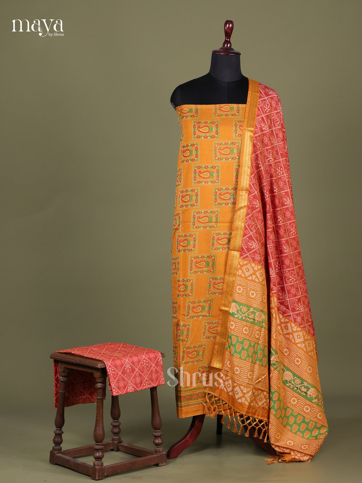 Mustard & Brick - Semi patola salwar Unstitched