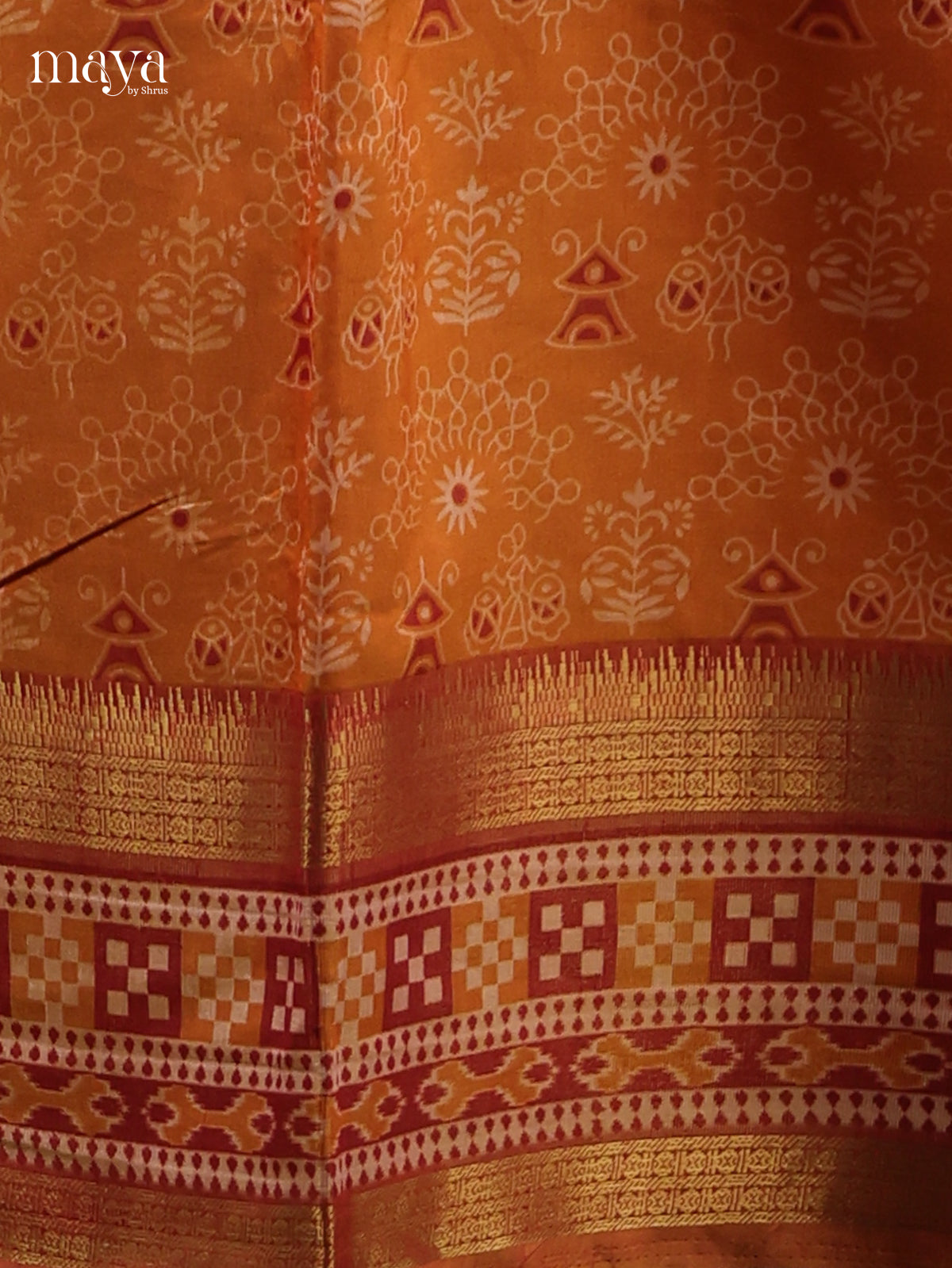 Orange & Brick - Semi patola salwar Unstitched