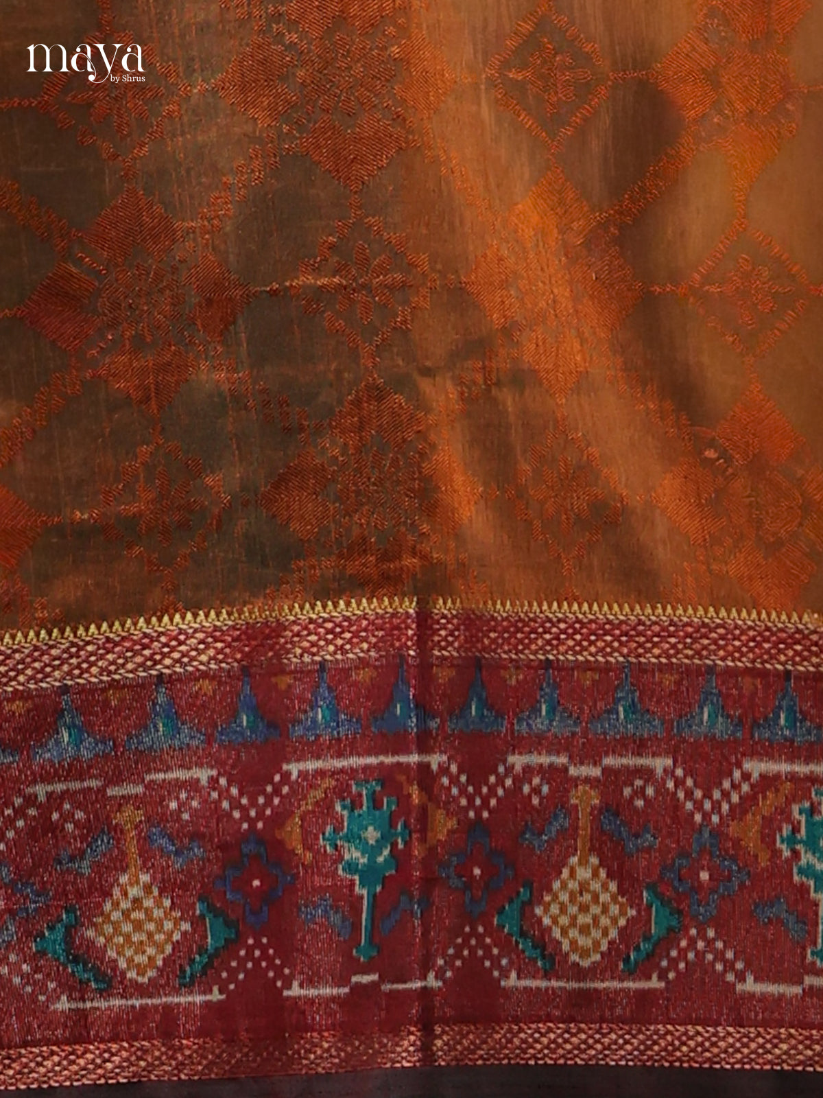 Dark Mustard & Maroon - Semi patola salwar Unstitched