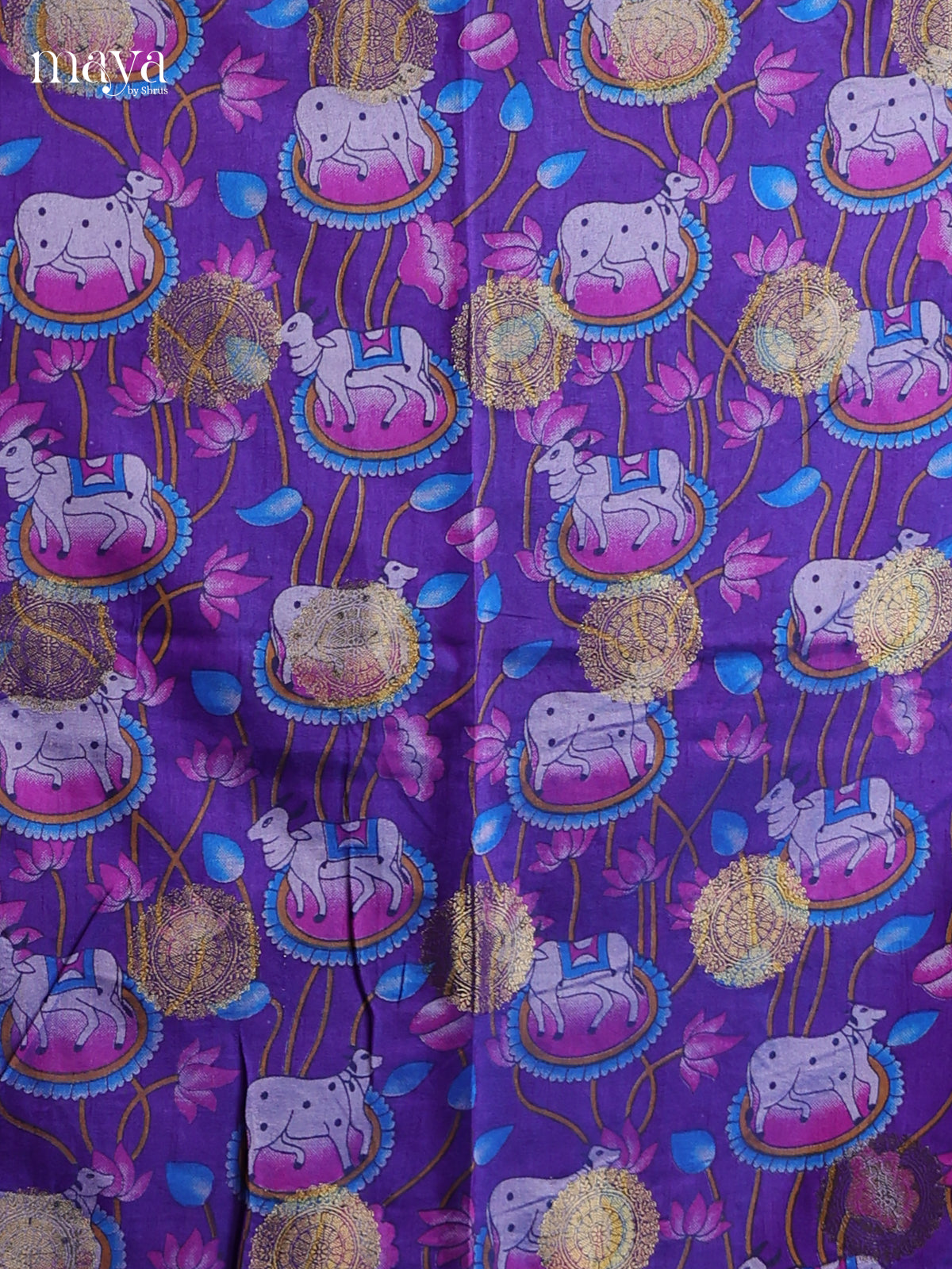 Purple & Blue - Semi patola salwar Stitched