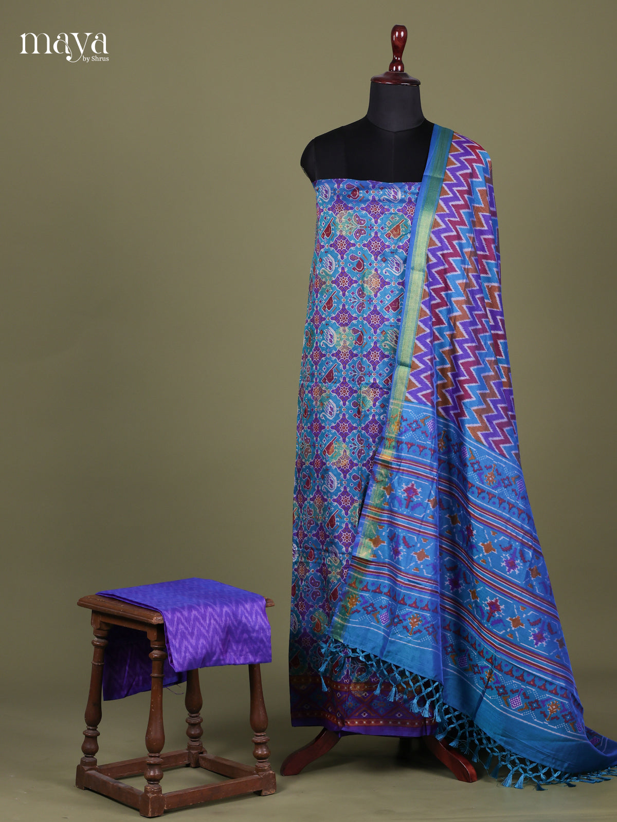 Blue & Purple- semi patola salwar