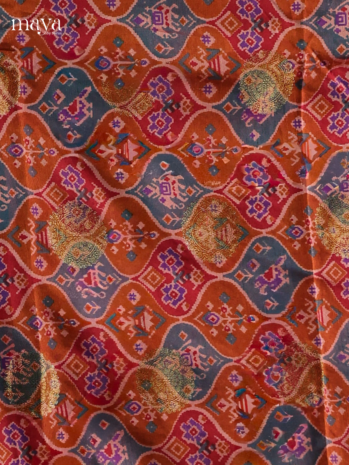 Red & Orange - Semi patola salwar Unstitched