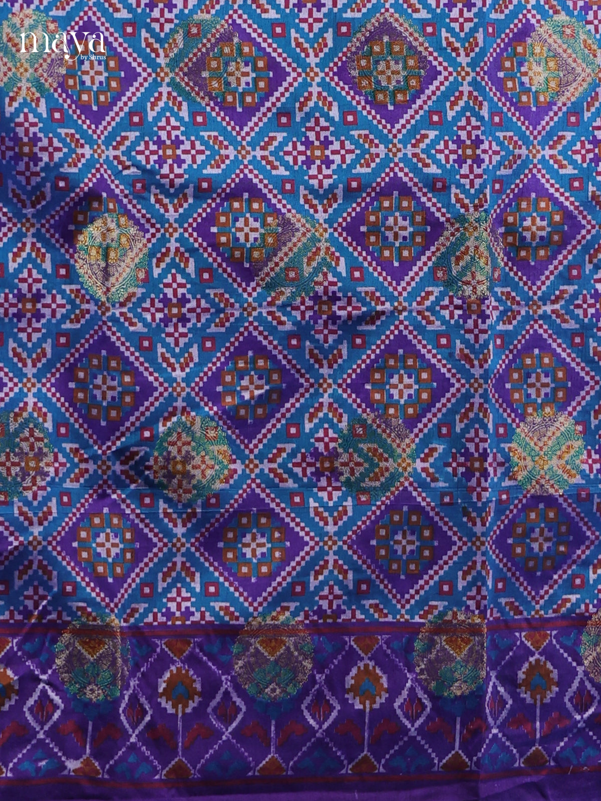 Blue & Purple - Semi patola salwar Unstitched