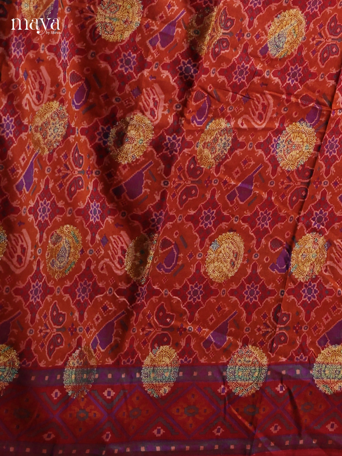 Orange & Red - Semi patola salwar unstitched