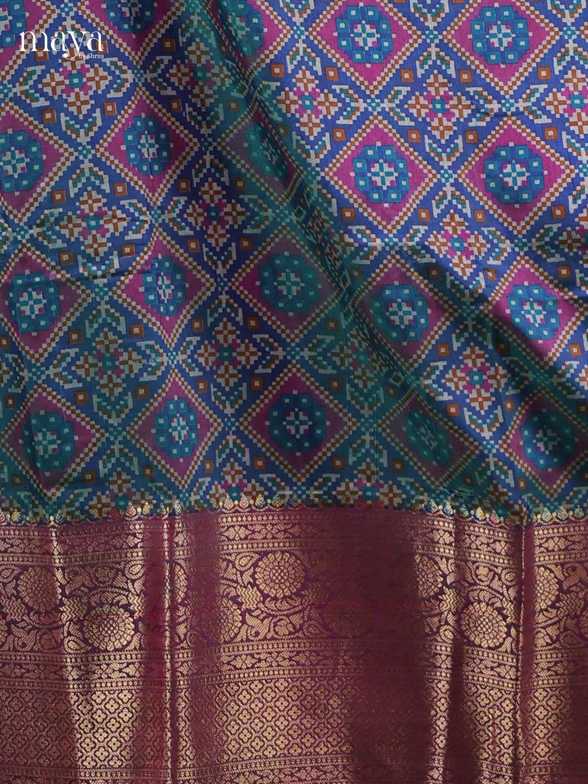 Blue & Purple - Semi patola salwar Unstitched