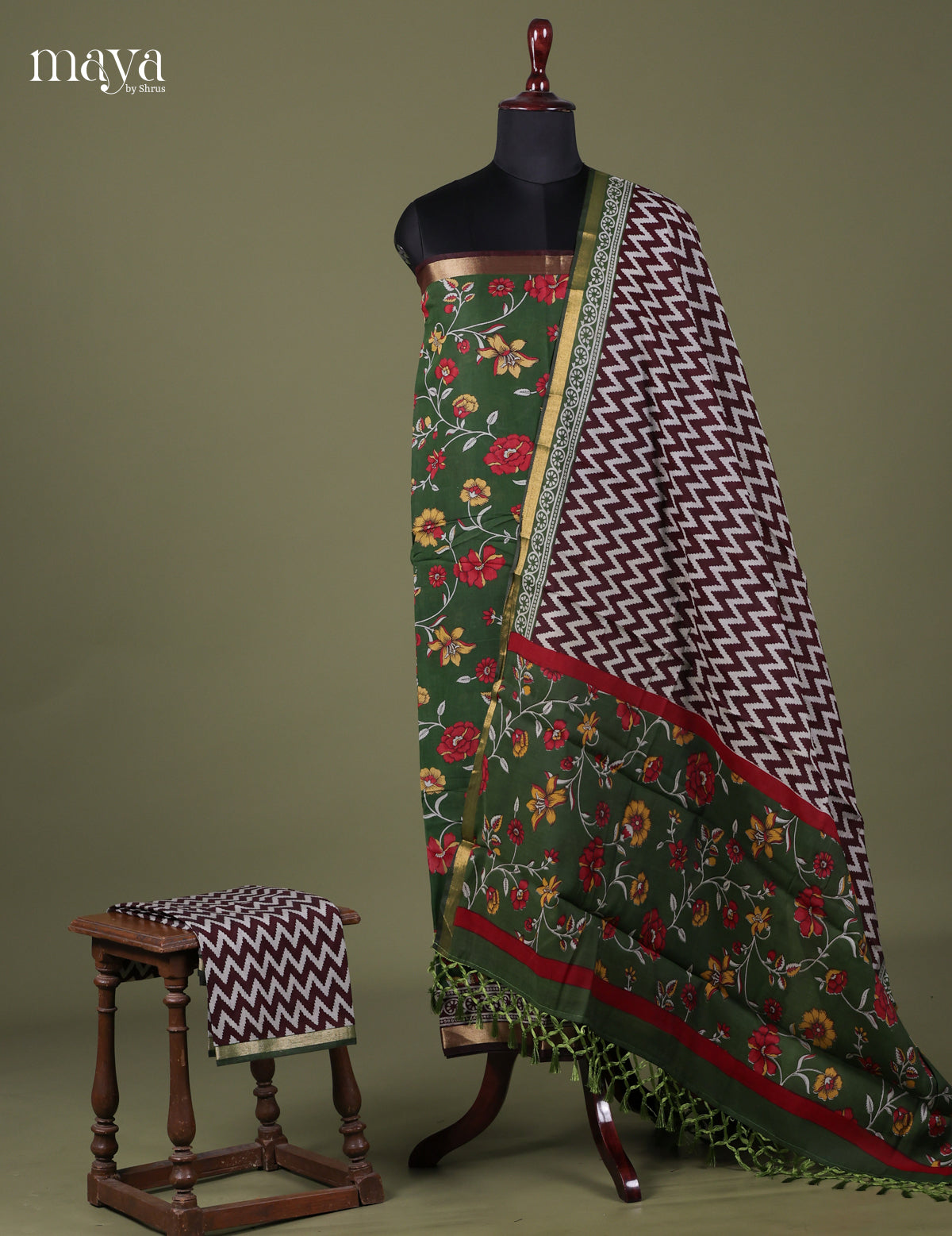 Green & Maroon - Art Modal Salwar Unstitch