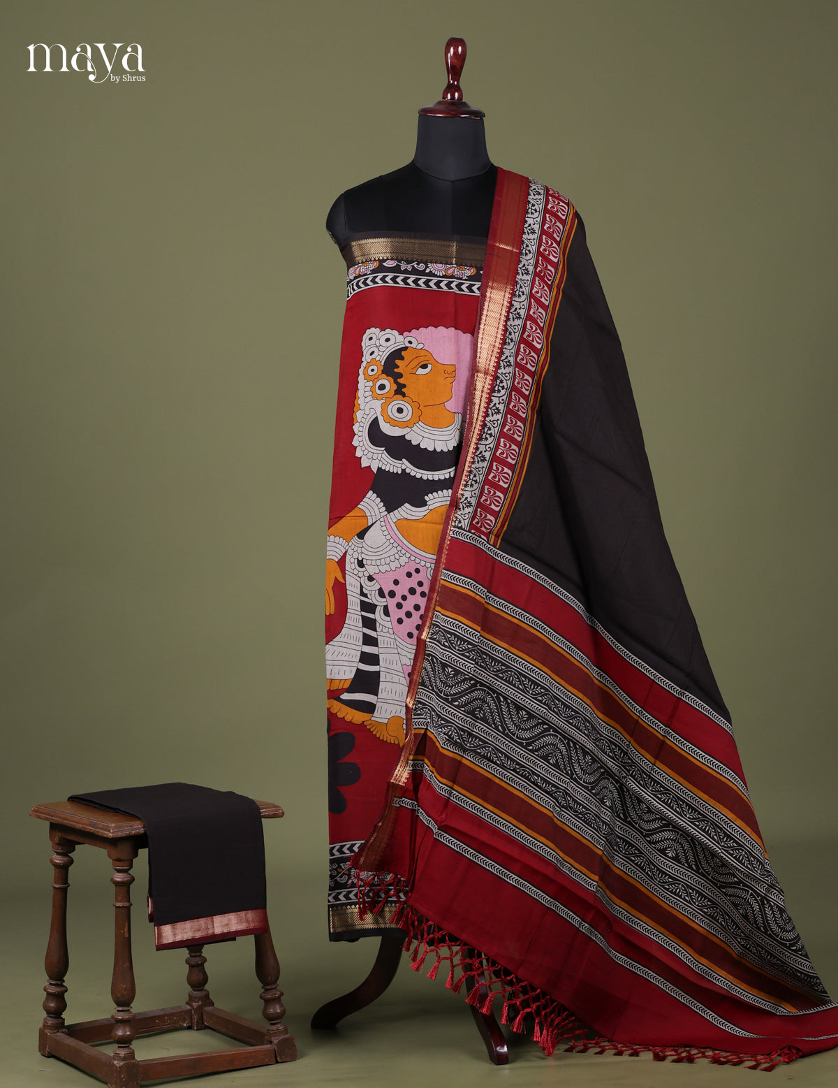 Red & Black - Art Modal Salwar Unstitch