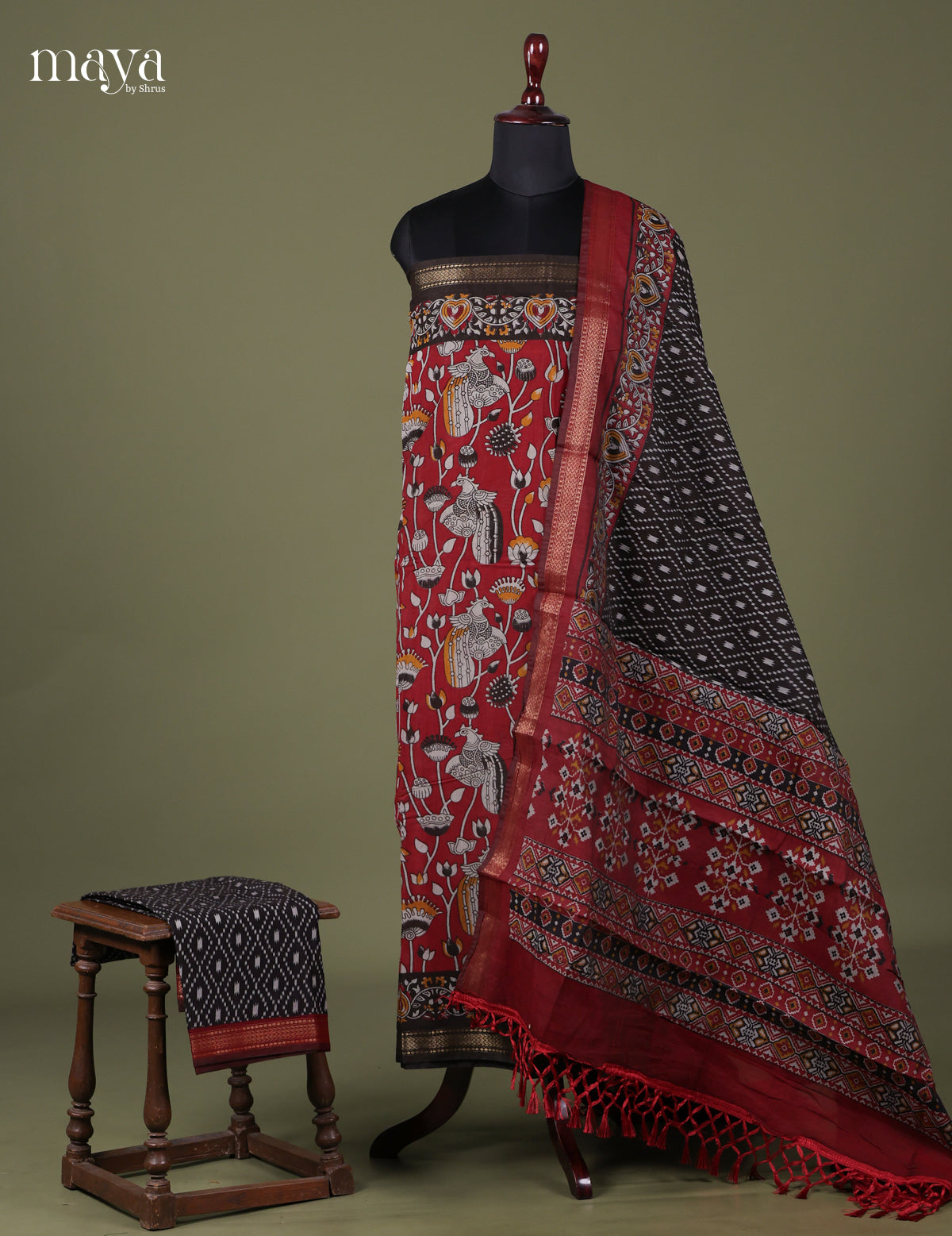 Red & Black - Art Modal Salwar Unstitch