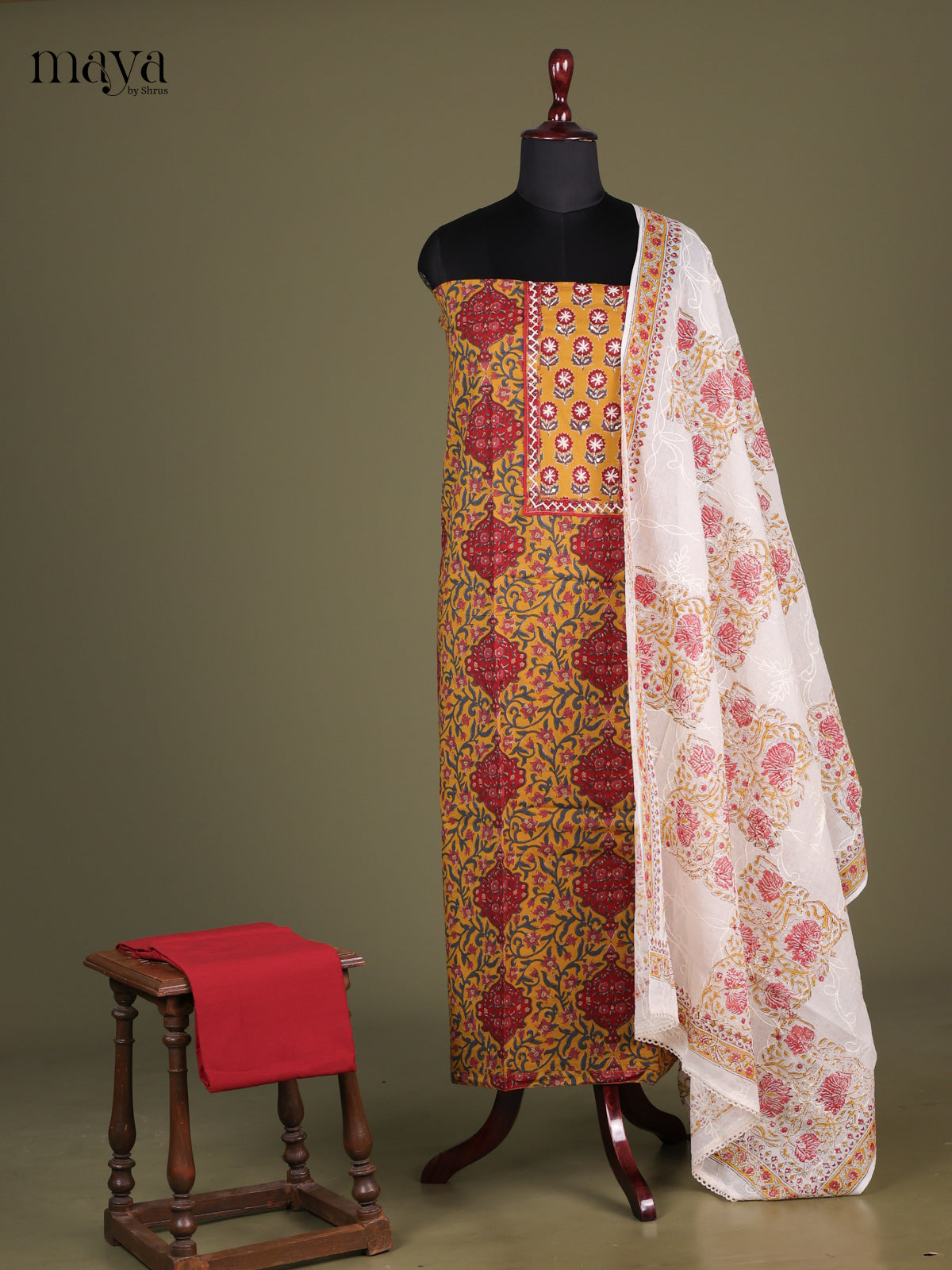 Mustard & Arakku -Cotton salwar unstitched