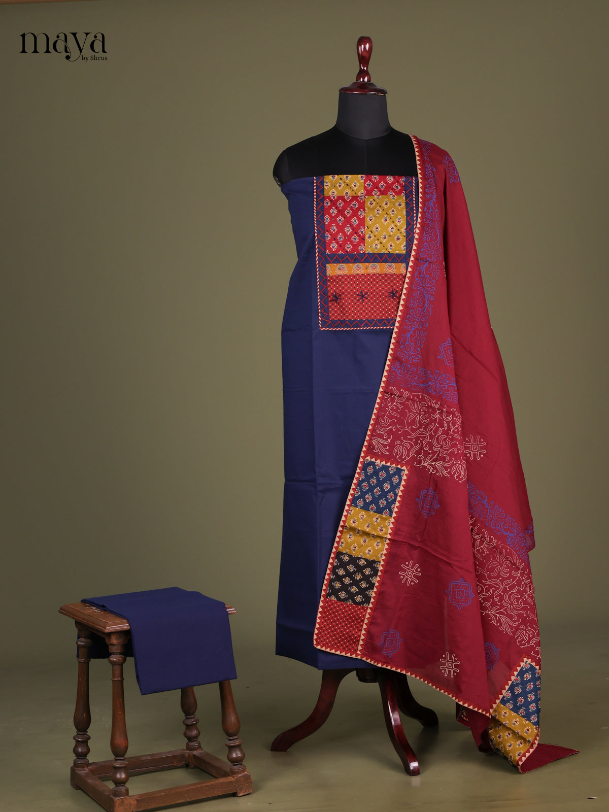Blue & Red - Ajrakh Salwar