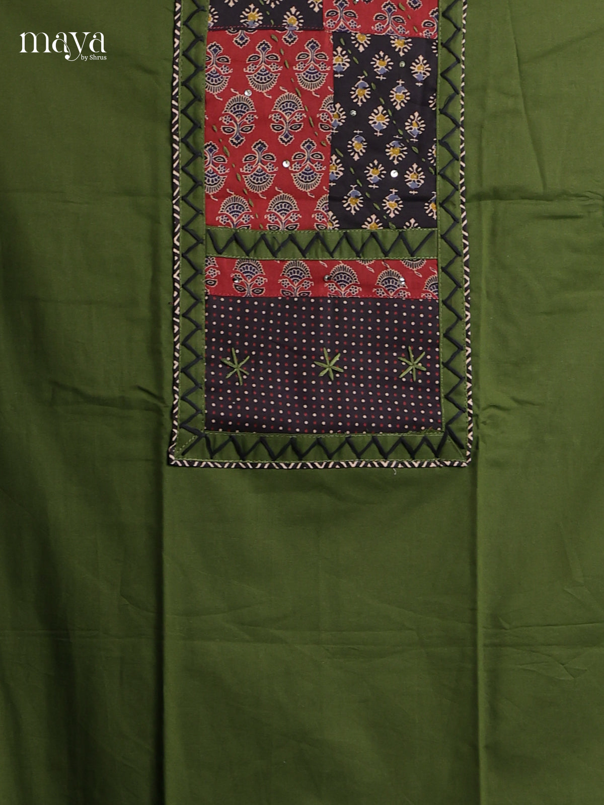 Green & Black - Ajrakh Salwar Unstitched