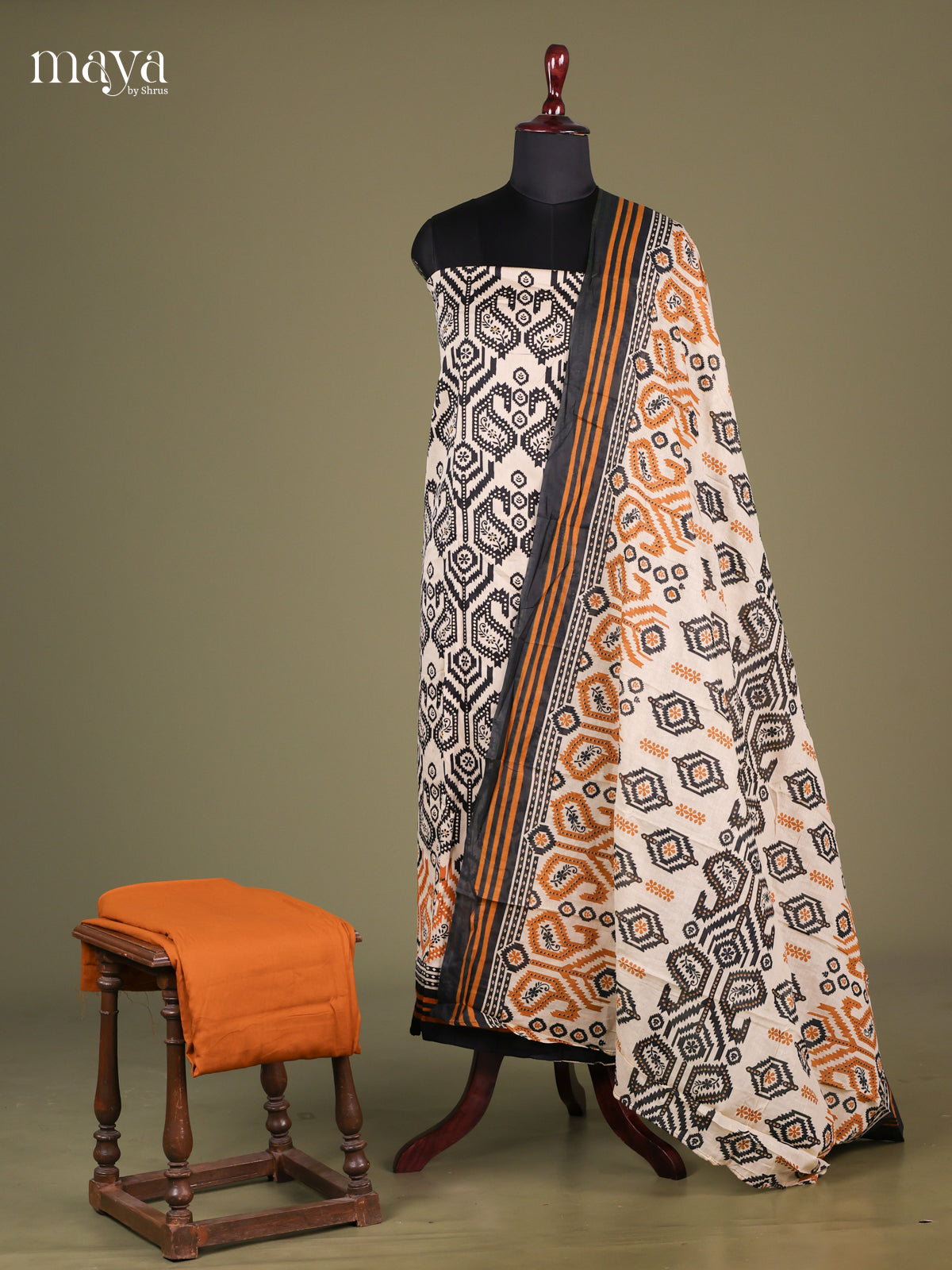 Grey & Black - Cotton salwar unstitched