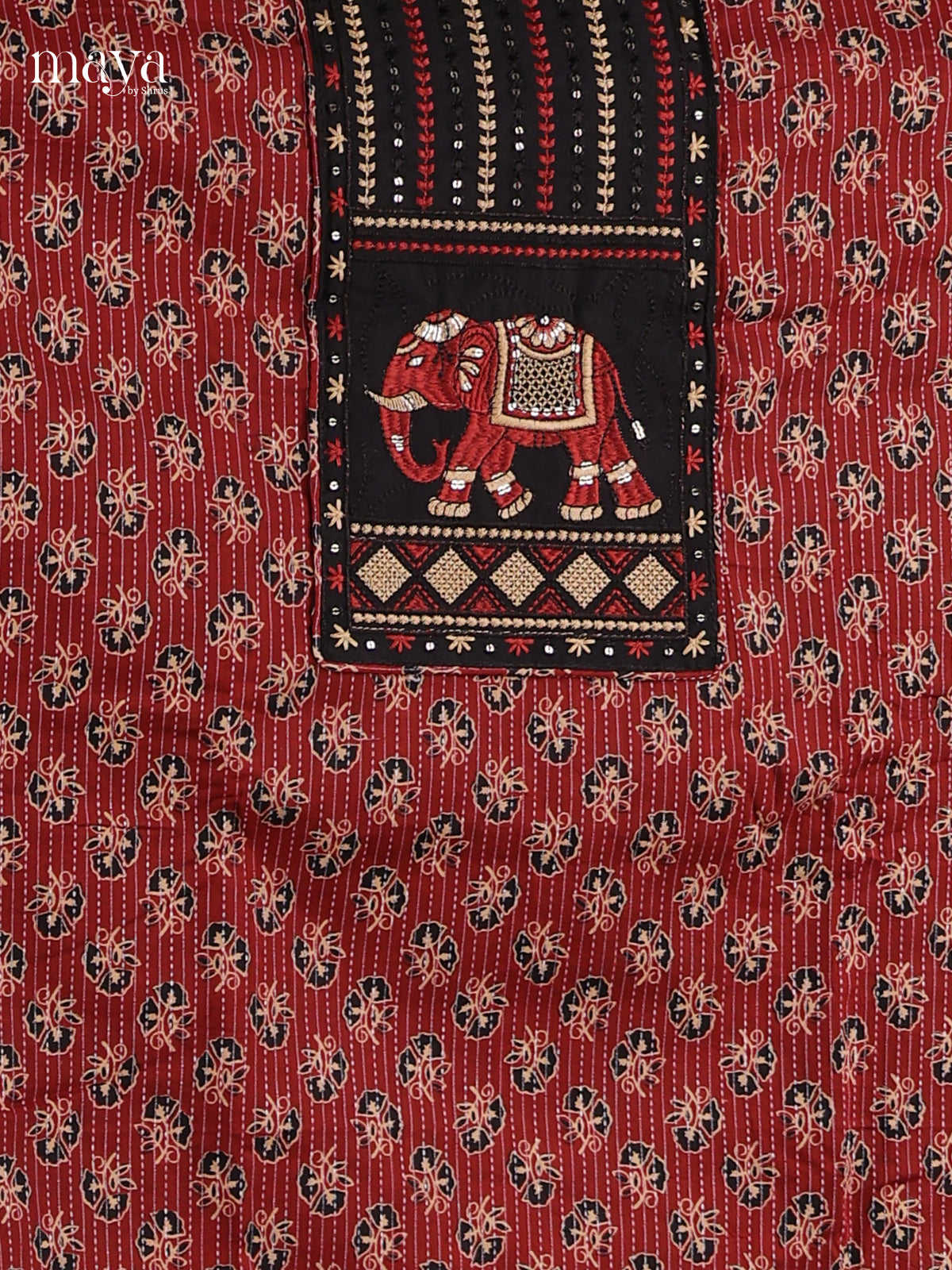 Maroon & Black - Cotton salwar Unstitched