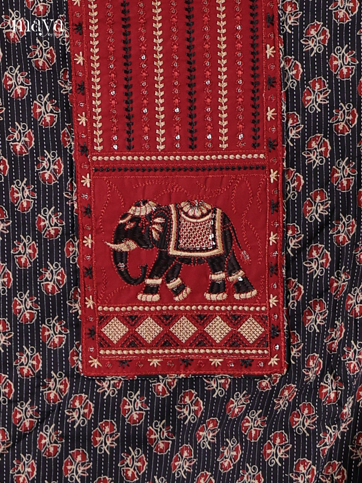 Black & Red - Cotton salwar Unstitched