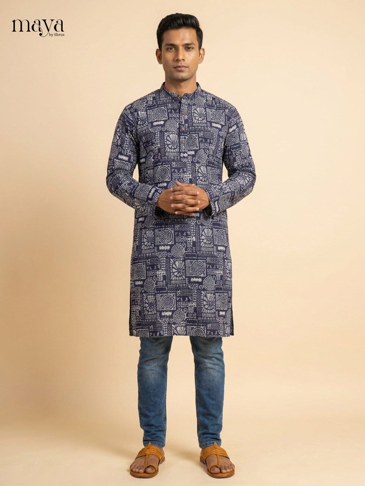 Elegant Blue Readymade Mens Long Kurta