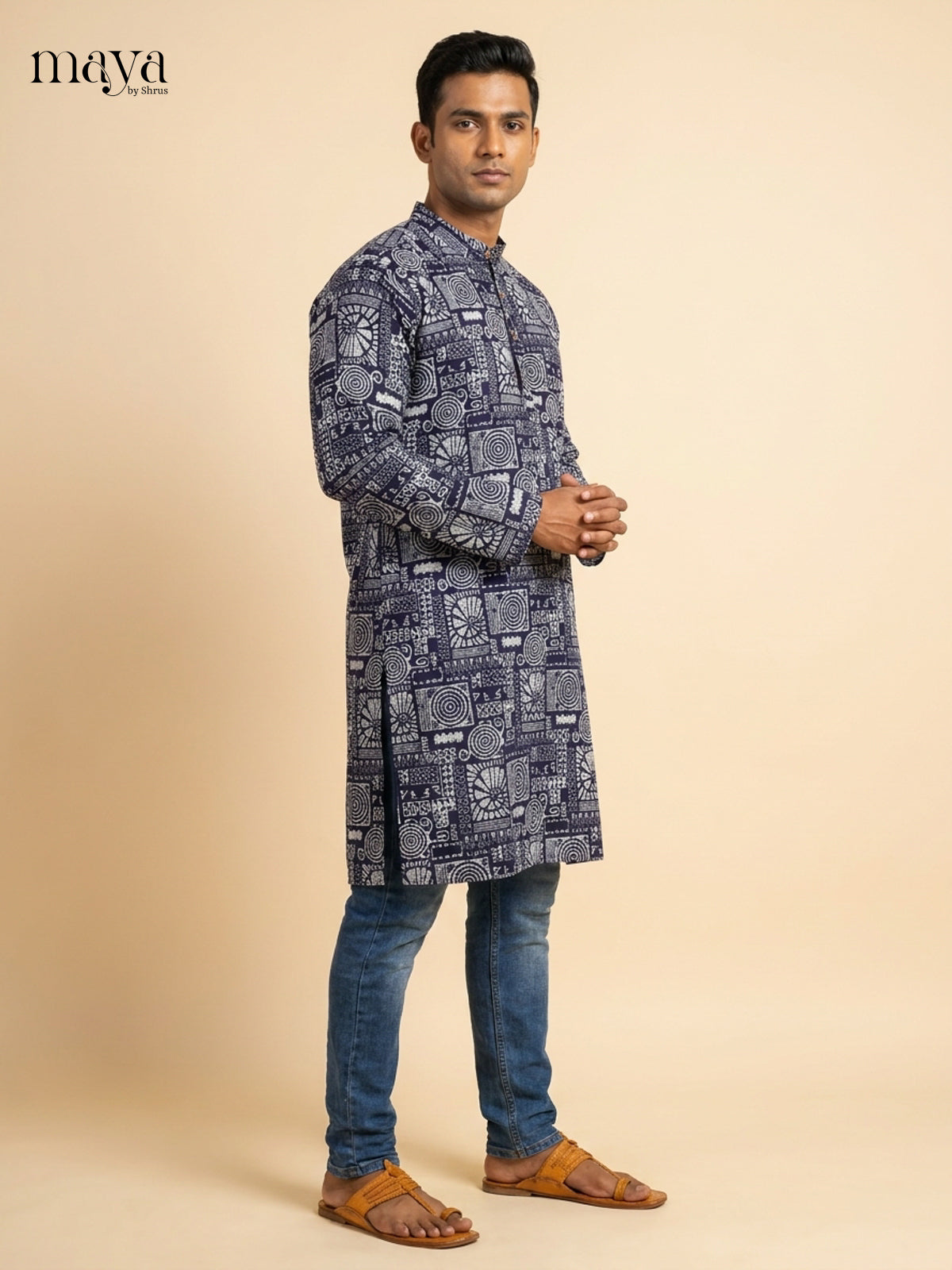 Elegant Blue Readymade Mens Long Kurta