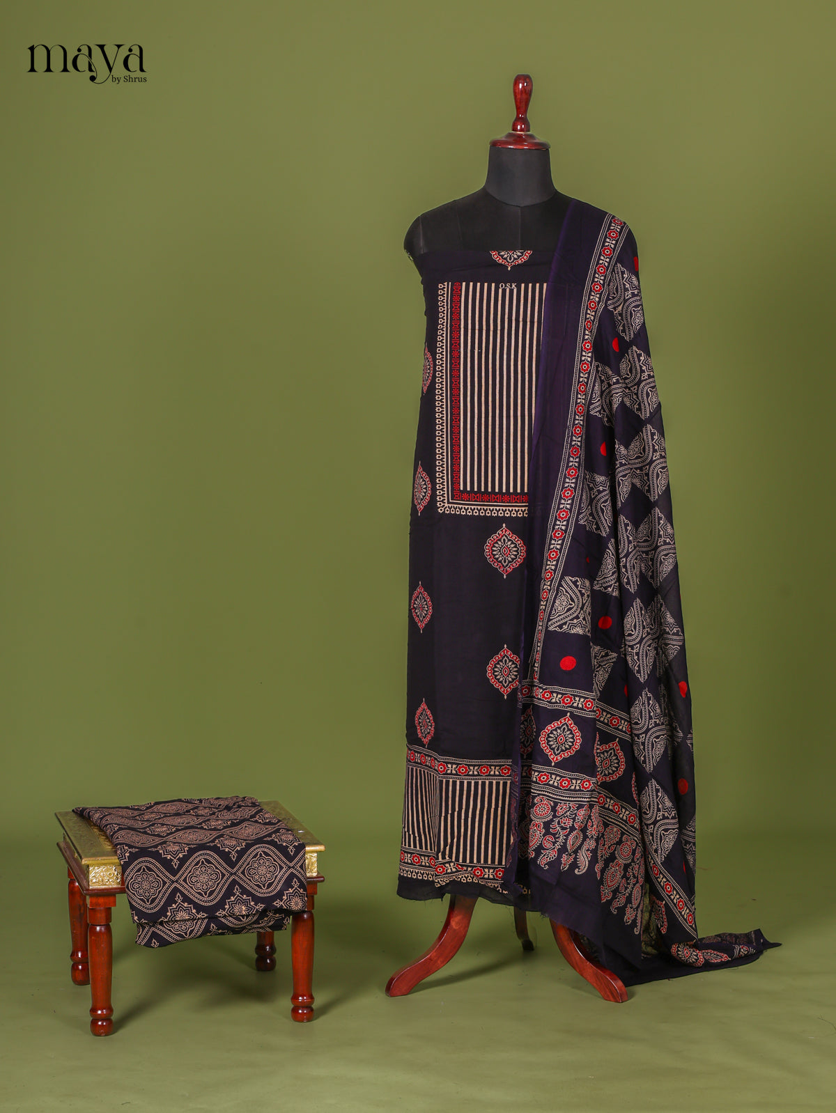 Navy Blue Ajrakh Salwar - MEI11035