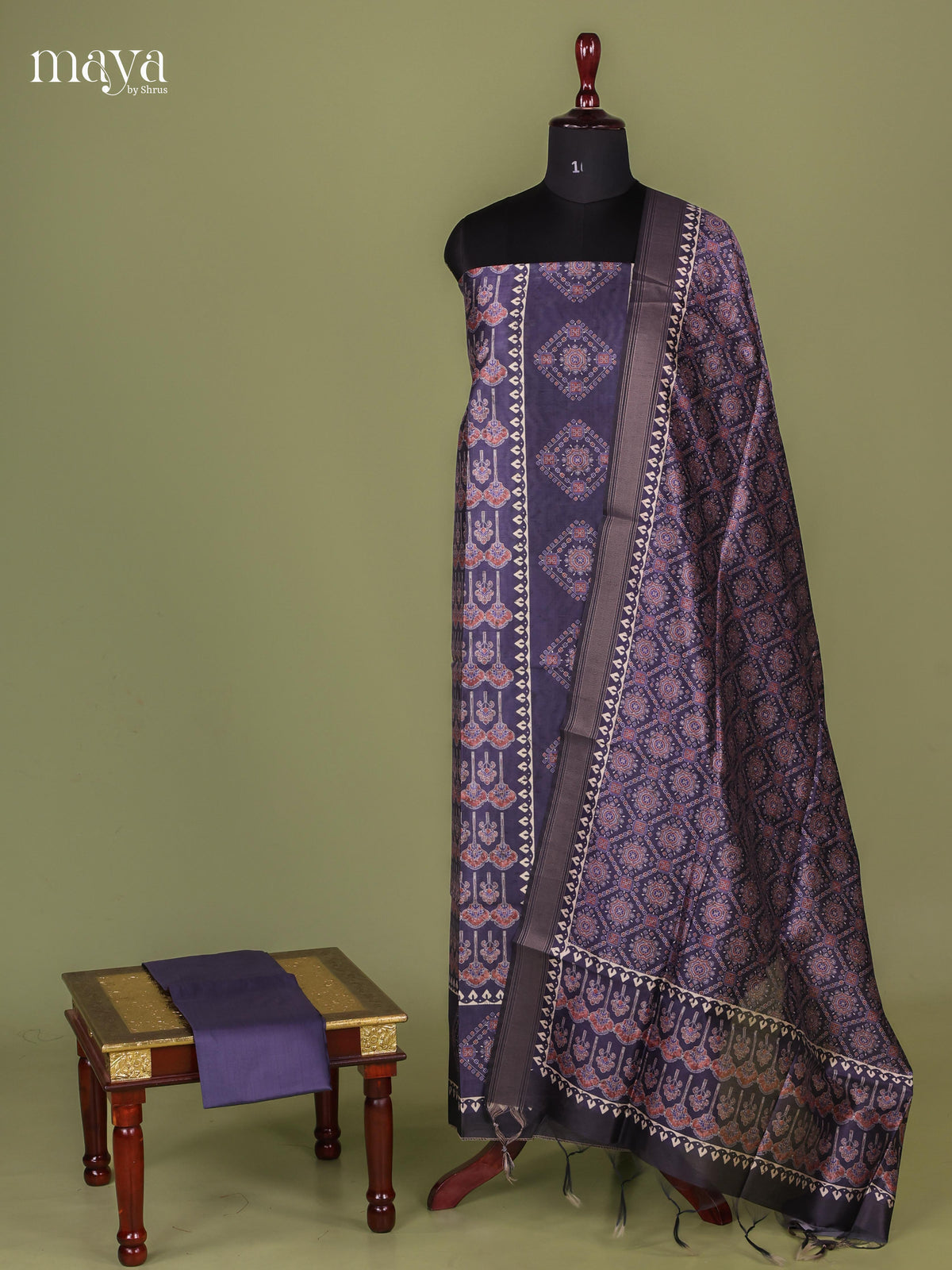 Blue Semi Tussar Salwar - MEJ04005