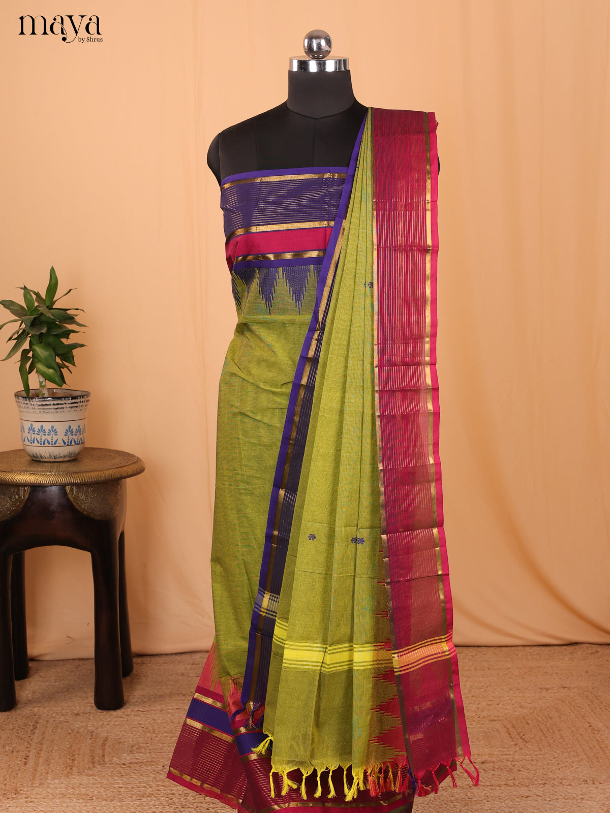 Green & Violet - chettinad top & dupatta combo - MCL18007 - Shop on Shrus.com