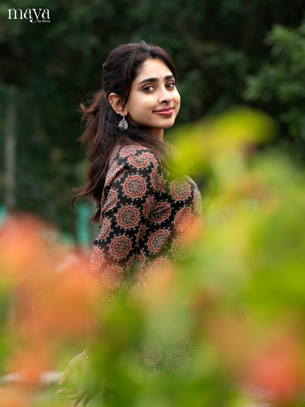 Brown Cotton 2Pc Salwar Suit with Ajrakh Print - Top & Bottom - Shop on Shrus.com