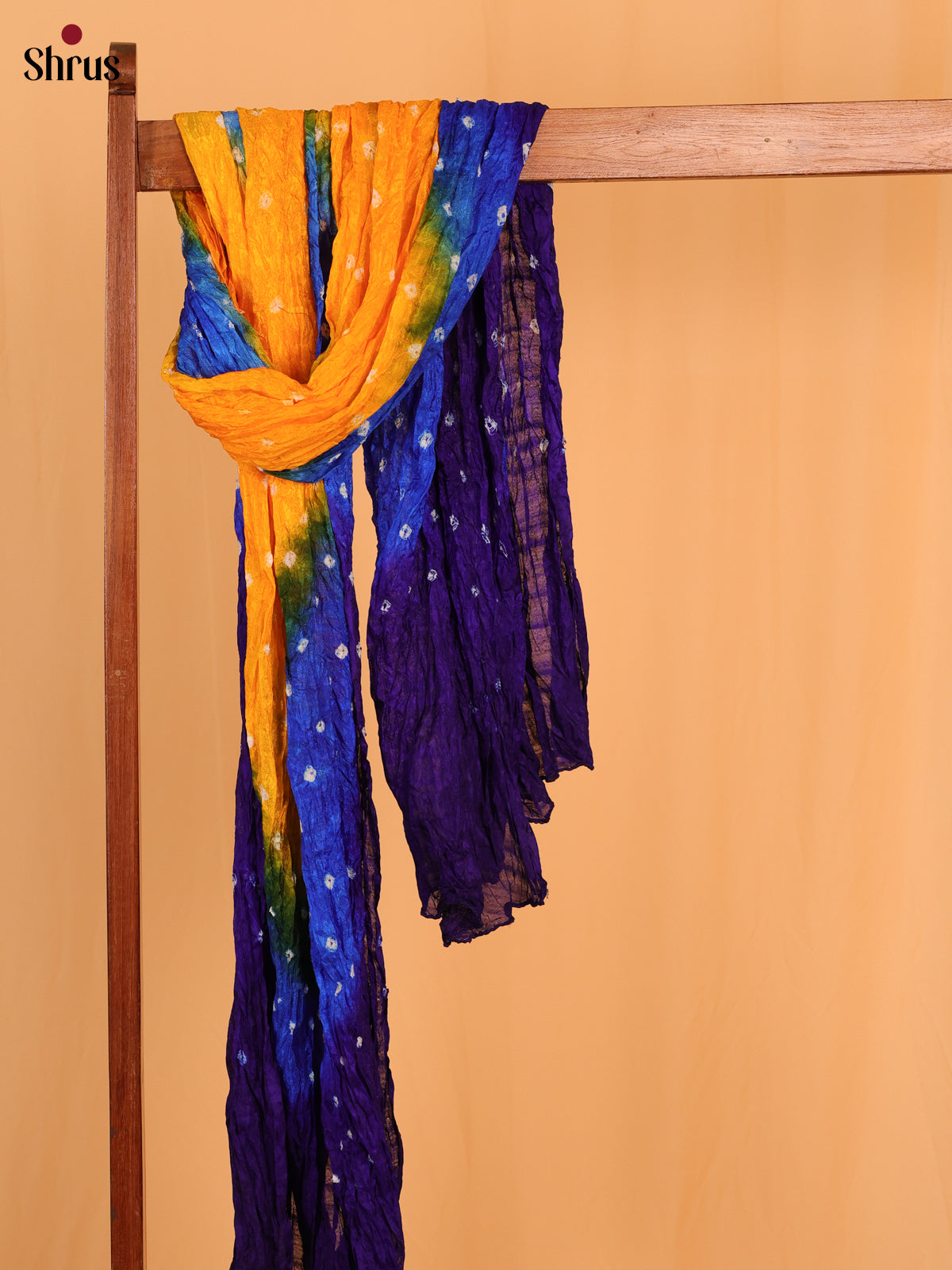 Violet With Green Bandhani Synthetic Dupatta - Shop on Shrus.com