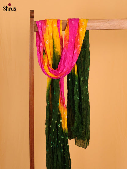 Green with Pink Bandhani Synthetic Dupatta - Shop on Shrus.com