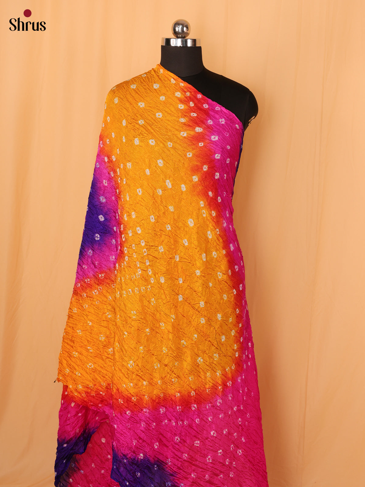 Pink With Violet Bandhani Synthetic Dupatta - Shop on Shrus.com