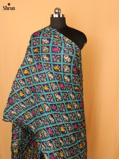 Green With Blue Patola Cotton Mix Dupatta - Shop on Shrus.com