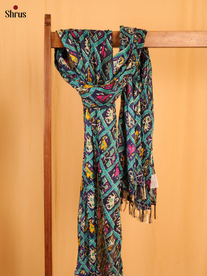 Green With Blue Patola Cotton Mix Dupatta - Shop on Shrus.com