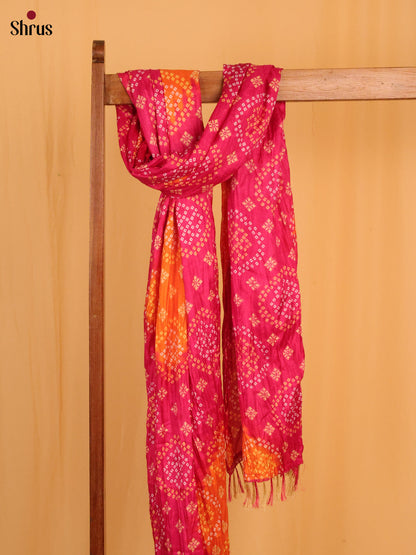 Pink with Yellow colour Bandhani Cotton Mix Dupatta - Shop on Shrus.com