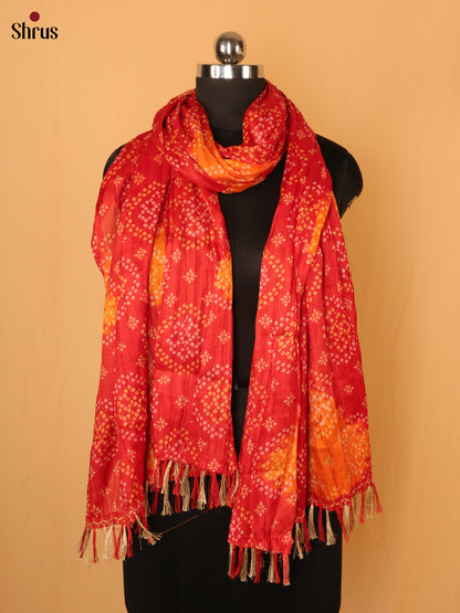 Red With Orange Bandhani Cotton mis Dupatta - Shop on Shrus.com