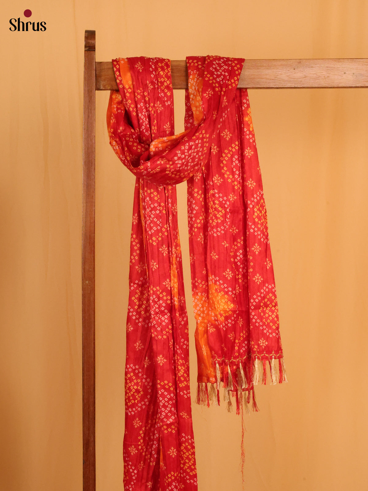 Red With Orange Bandhani Cotton mis Dupatta - Shop on Shrus.com