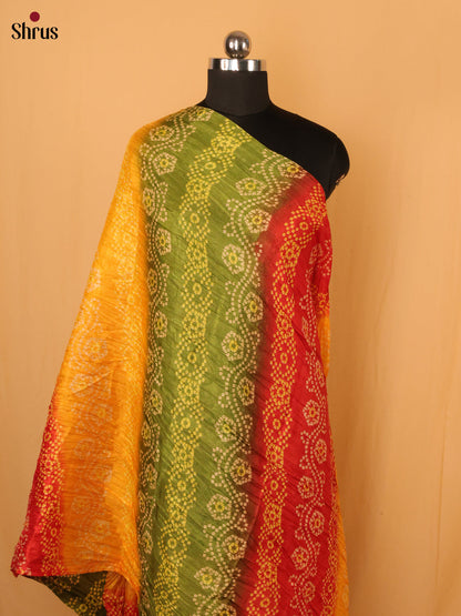 Yellow With Green Bandhani Cotton Mix Dupatta - Shop on Shrus.com