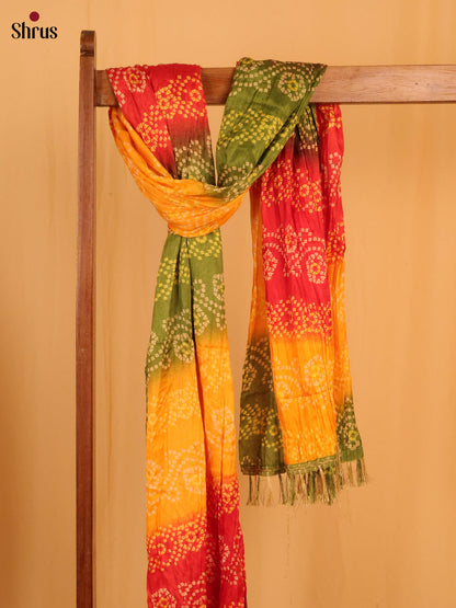 Yellow With Green Bandhani Cotton Mix Dupatta - Shop on Shrus.com