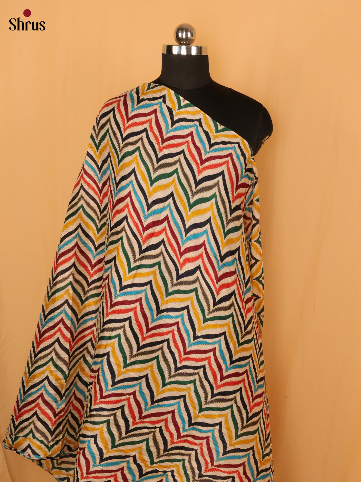 Multi colour Geometric Cotton Mix Dupatta - Shop on Shrus.com