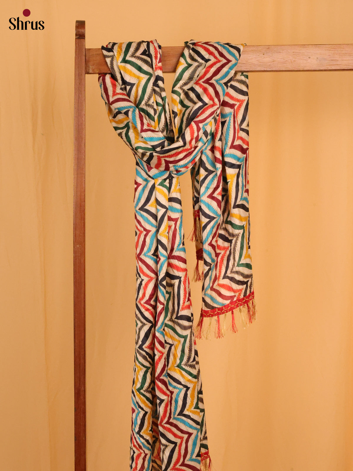 Multi colour Geometric Cotton Mix Dupatta - Shop on Shrus.com