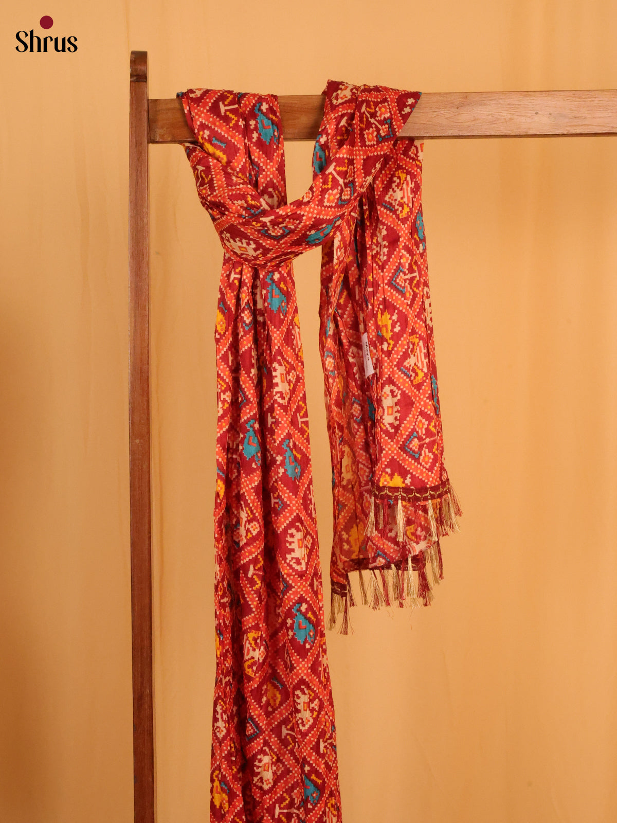 Maroon Patola Cotton Mix Dupatta - Shop on Shrus.com
