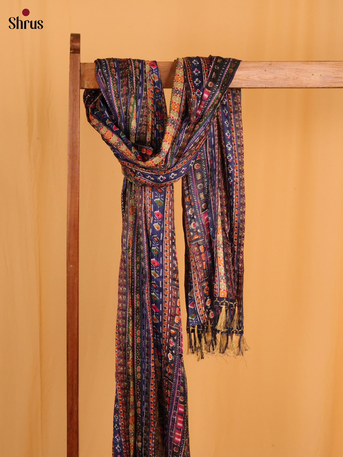 Blue Geometric Cotton Mix Dupatta - Shop on Shrus.com