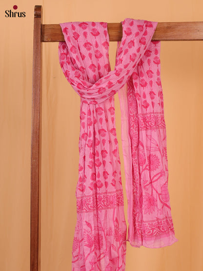 Pink Floral Print Cotton Dupatta - Shop on Shrus.com