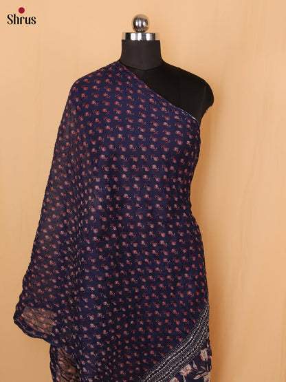 Blue Floral Print Cotton Dupatta - Shop on Shrus.com