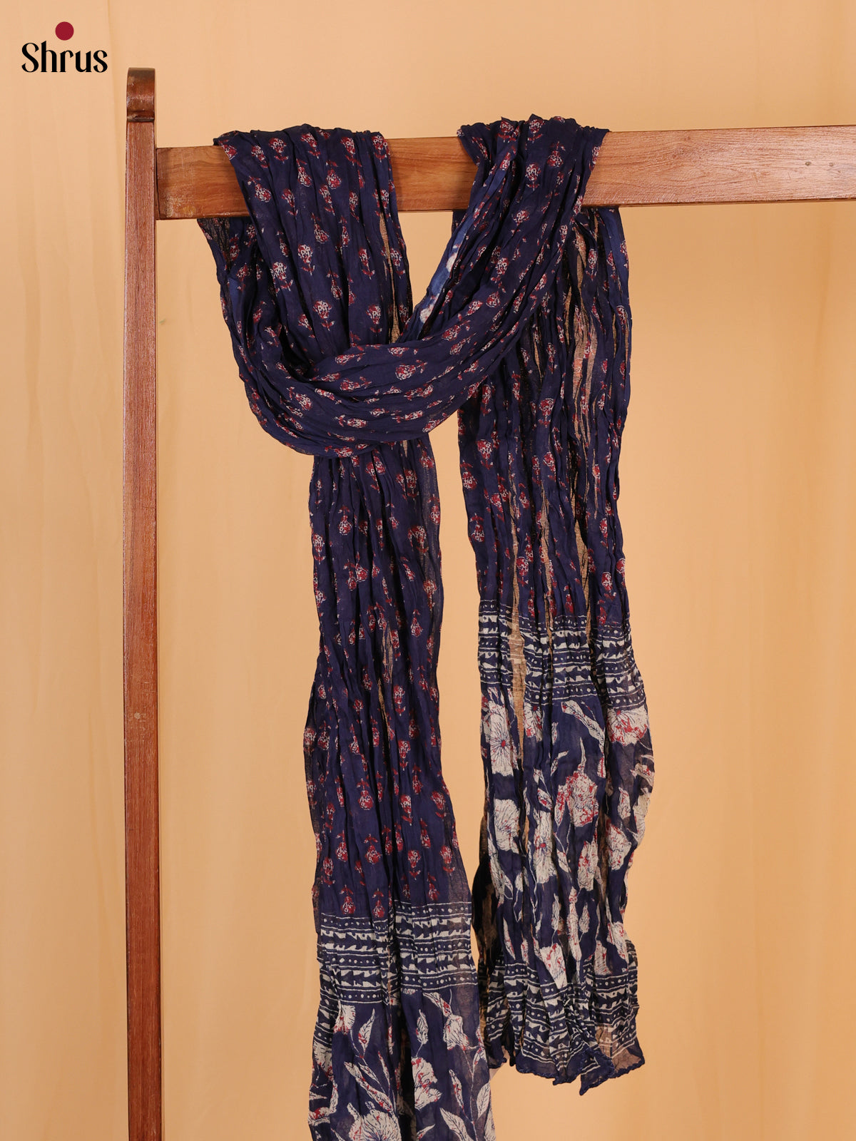 Blue Floral Print Cotton Dupatta - Shop on Shrus.com