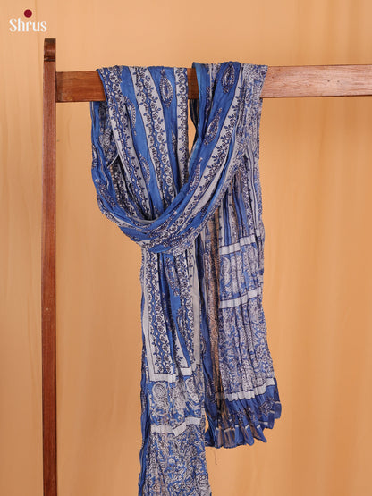 Blue Floral Print Cotton Dupatta - Shop on Shrus.com